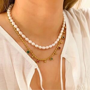 18K Gold Plated Colorful Beaded Necklace